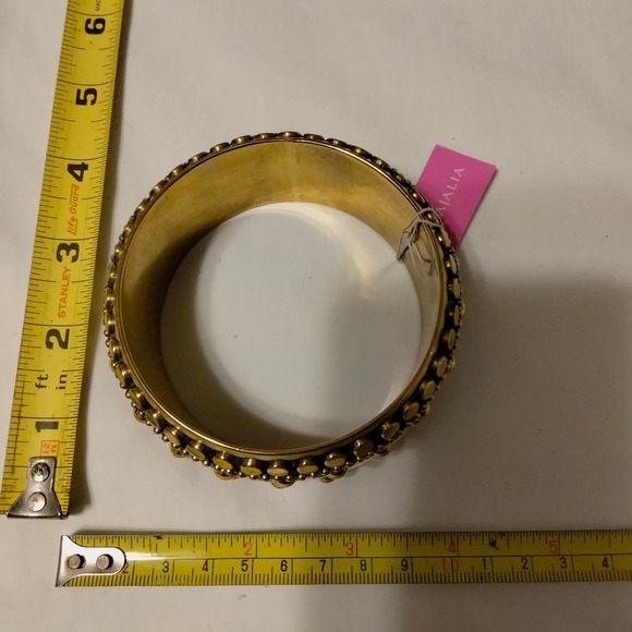 Iris Apfel & Bajalia Black, Orange & Green & Brass Bangle Bracelet - Picture 8 of 10